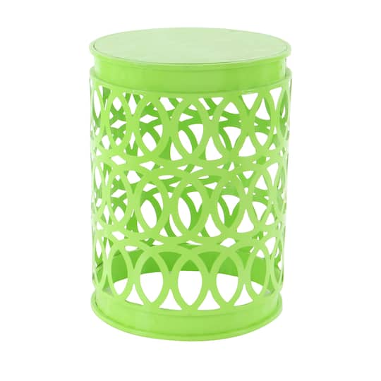 Aqua, Green & Orange Metal Coastal Accent Table Set